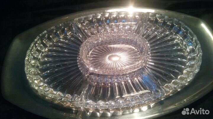 Менажница мельхиор+хрусталь/винтаж/СССР