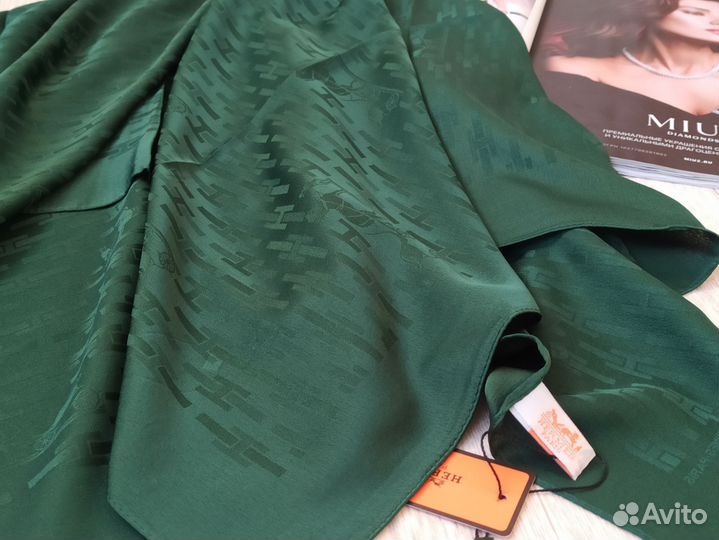 Зелёный платок Hermes шелк Жаккард 10 цв