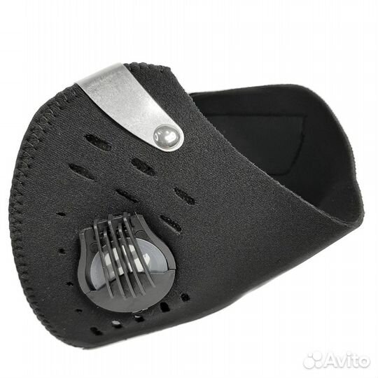 Веломаска респиратор с клапаном черный