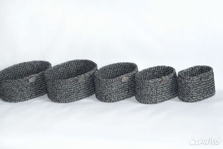 Вязаные корзинки для интерьера, набор корзинок