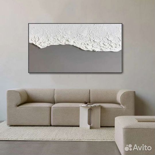 Текстурная картина маслом Белый пляж Интерьерная