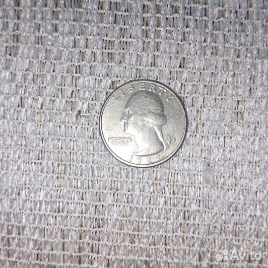 Монета liberty quarter dollar 1989