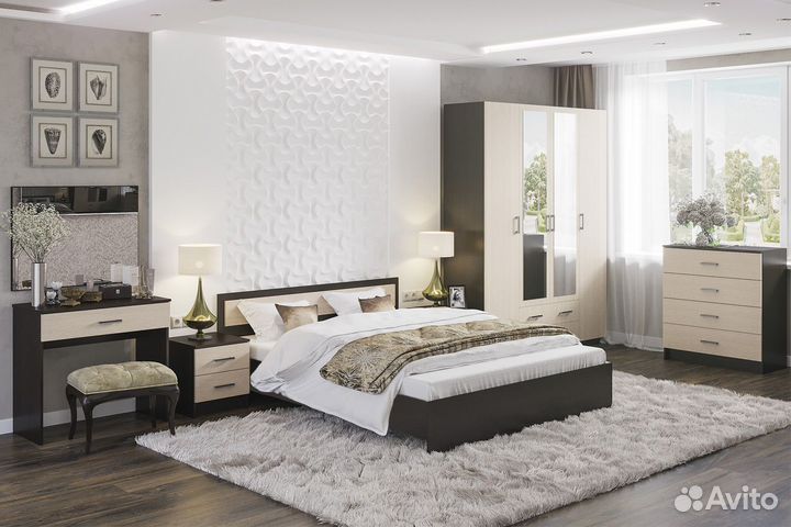 Двуспальная кровать Гармония c изголовьем, 160x200