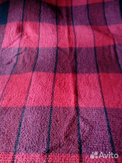 Плед в клетку шерсть полуторный