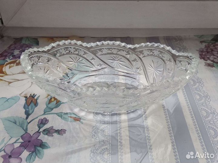 Хрустальная ваза ладья средняя