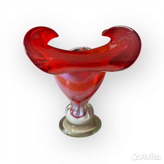 Конфетница цветное стекло СССР, Красный май