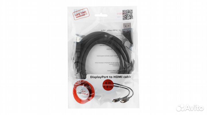 Шнур шт DisplayPort - шт hdmi 1.8м Cablexpert