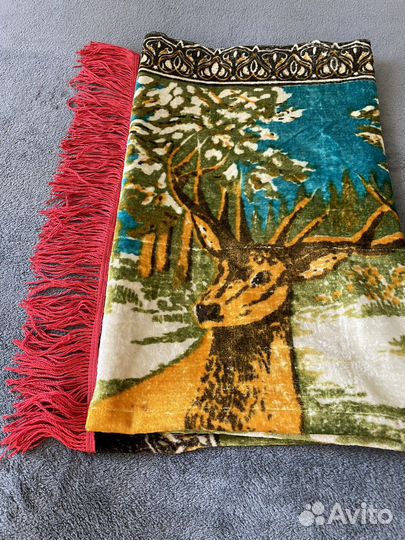 Плюшевый ковер с оленями СССР 125х195 винтаж