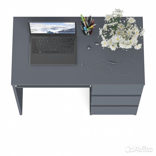 Стол компьютерный три ящика Мори мс-6 правый цвет графит, шхгхв 90х50х76,6 см, ящики справа, не унив