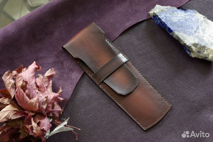 Чехол для ручек, карандашей. Кожа. Handmade