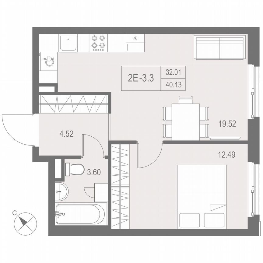 1-к. апартаменты, 40,1 м², 14/17 эт.