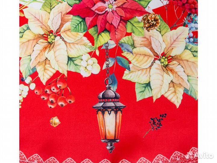 Новогодняя овальная скатерть santalino 150Х220