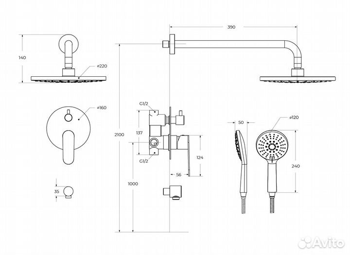 Cezares stylus-dset-boro Душевой компле