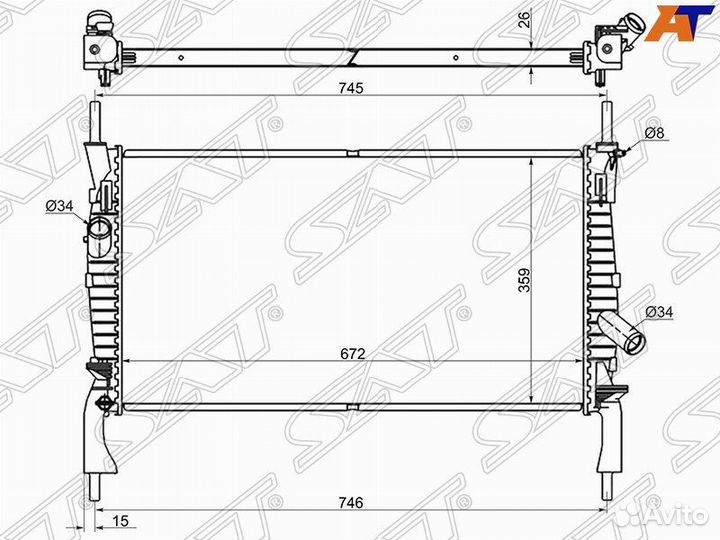 Радиатор охлаждения Форд Транзит без кондиционера