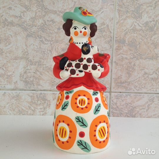 Дымковская игрушка Дама с собачкой СССР