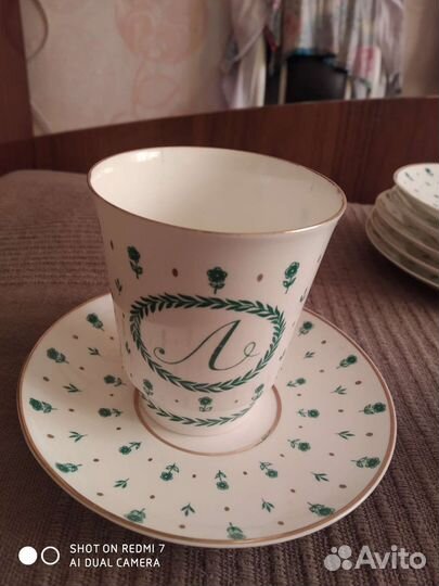 Кофейные чашки фарфор, деколь, золочение. лфз
