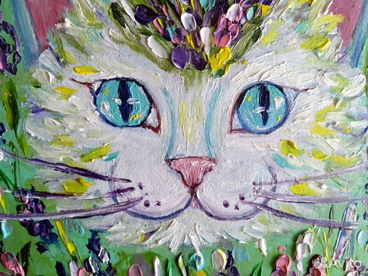 Картина маслом Яркий кот в детскую