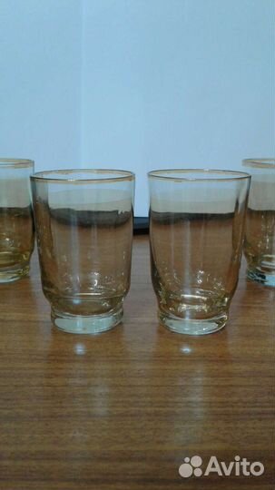 Графин и 5 стопок с золотыми полосками СССР