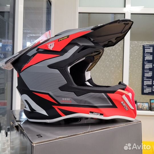 Шлем Airoh Strycker, серо-оранжевый