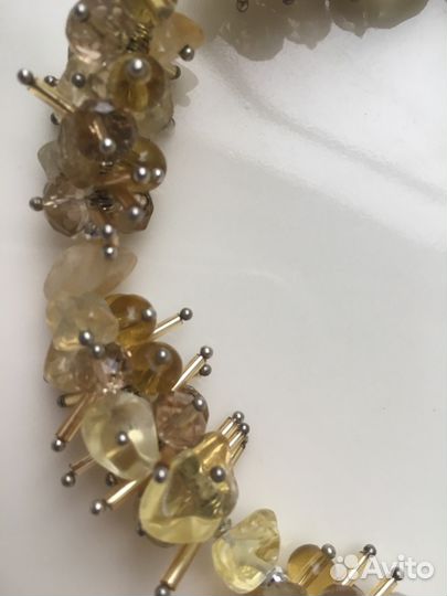 Бусы из натуральных камней Цитрины, нефрит, бирюза