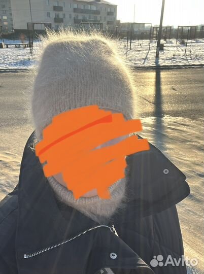 Щапки и снуд из пуха норки беж бу