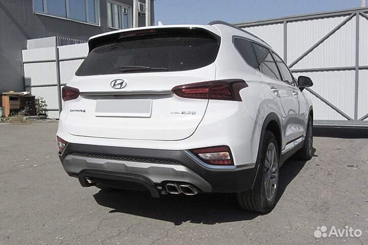 Защита заднего бампера d57 скоба черная Hyundai Sa