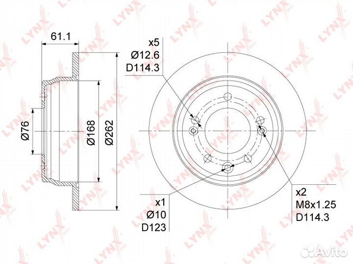 Диск тормозной задний (262x10) hyundai i30(FD) 1.4