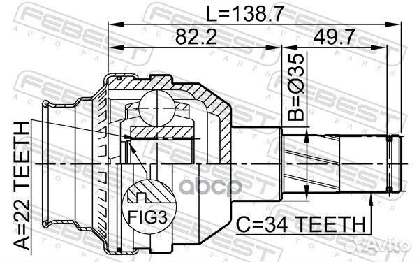 ШРУС daewoo nexia 95- внутр. MT 1111T200 Febest