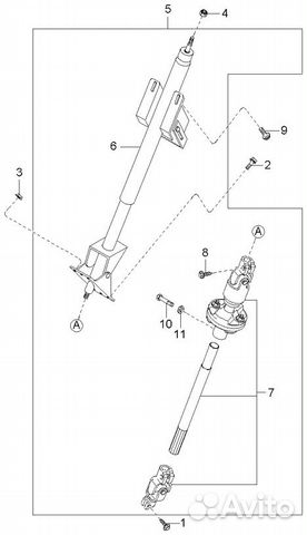 Рулевой Карданный вал нижний Кардан Kia Sportage I