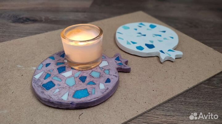 Подставка/ подстаканник/ гипс/гранат ручная работа