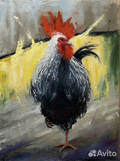 Картина маслом на холсте петух