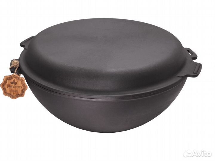 Казан 8 л с чугунной крышкой-сковородой