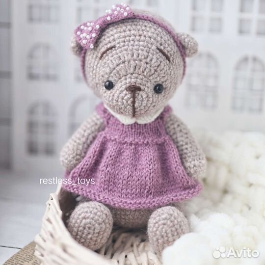 Вязаный мишка Тедди.Ручная работа