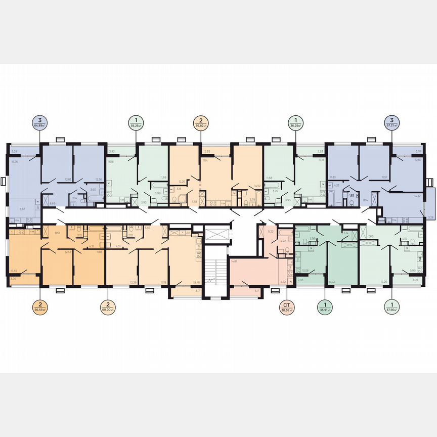 2-к. квартира, 58,9 м², 4/9 эт.