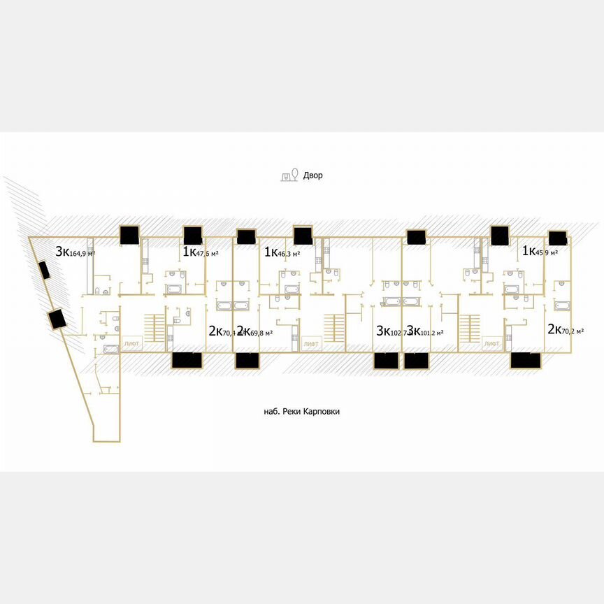 2-к. квартира, 68,1 м², 7/8 эт.