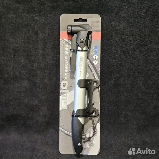 Насос ручной giyo GP-91, с манометром, серебристый