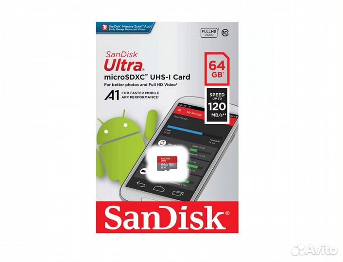 Карта MicroSD SanDisk Ultra на 64GB