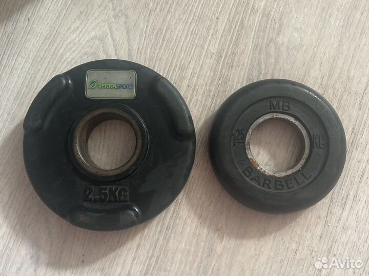 Спортивные блины прорезиненные 1,25кг и 2,5кг 50мм