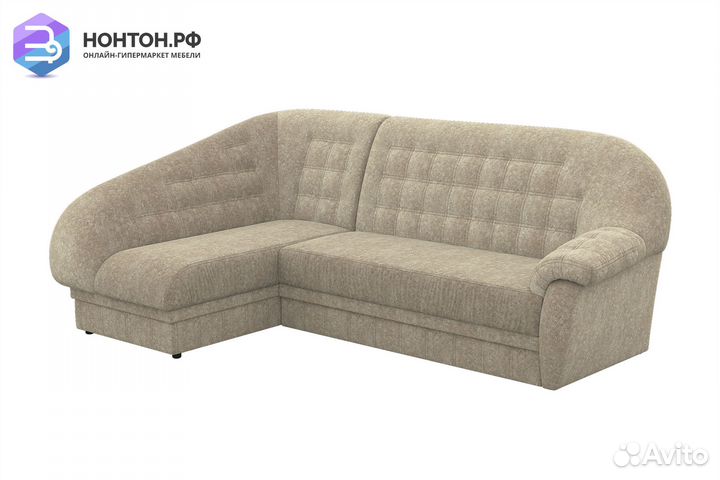 Диван угловой с боковым подъемом дельфин бежевый