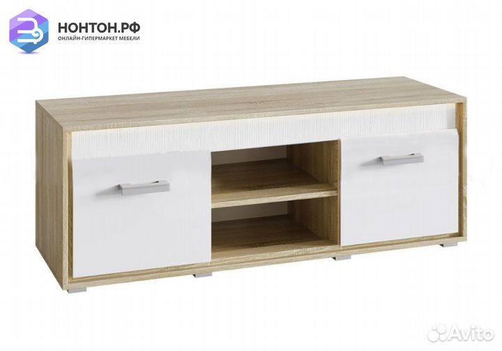 Тумба под тв Фортуна дуб сонома / белый глянец