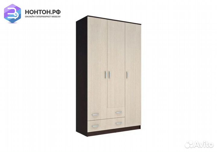 Шкаф 3-створчатый Комфорт №10 венге / дуб молочный
