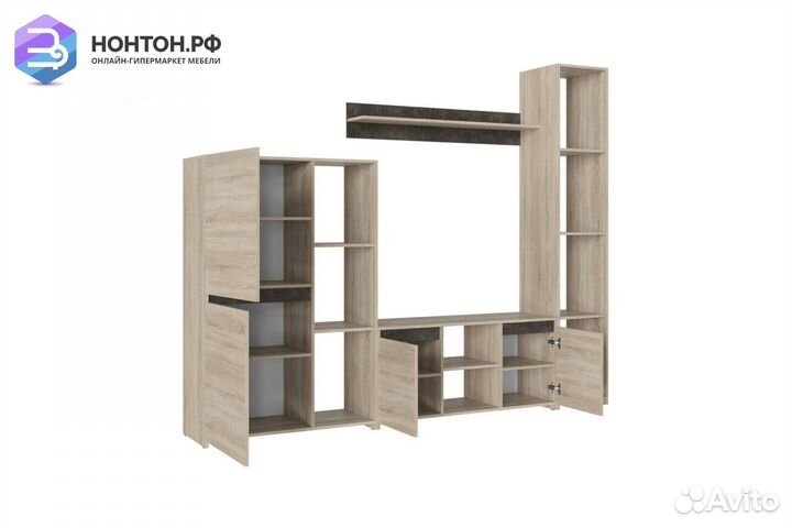 Стенка Милано-5 дуб сонома светлый / ателье темное