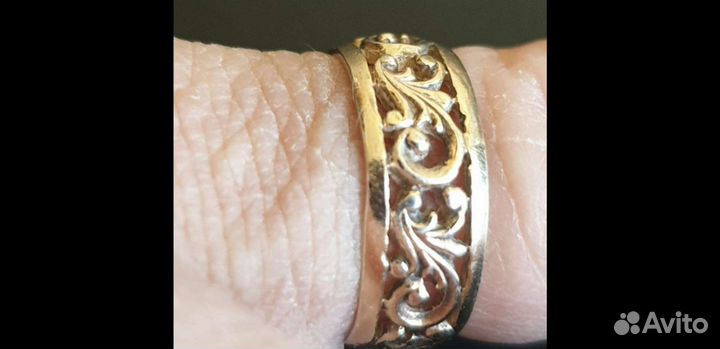 Кольцо р.17,серебро 925 пробы, с позолотой