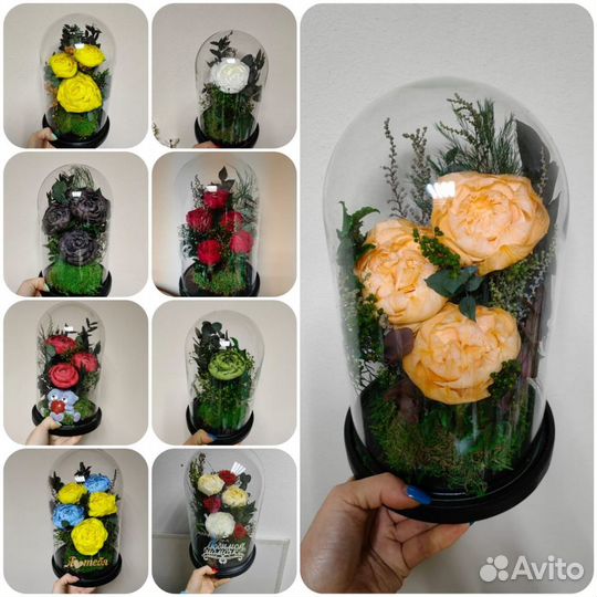 Букет цветов, флорариум, подарок декор, арт431, от