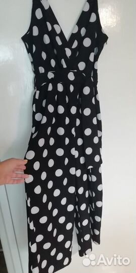 Комбинезон женский черный в белый горох
