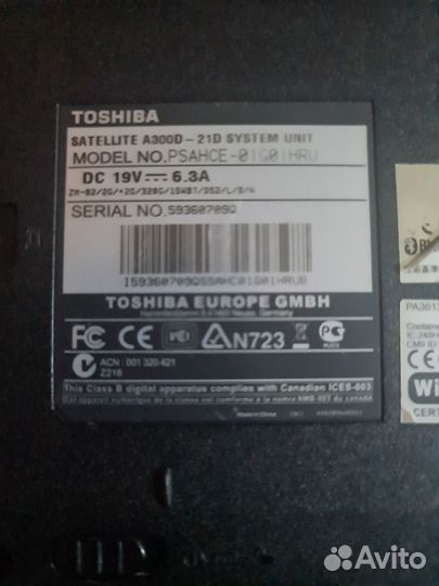 Ноутбук toshiba A300D-21D