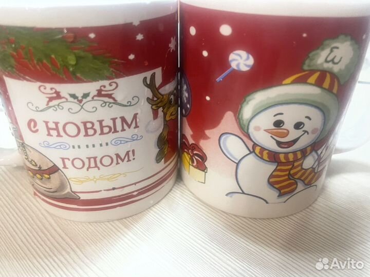 2 Кружки новогодние б/у