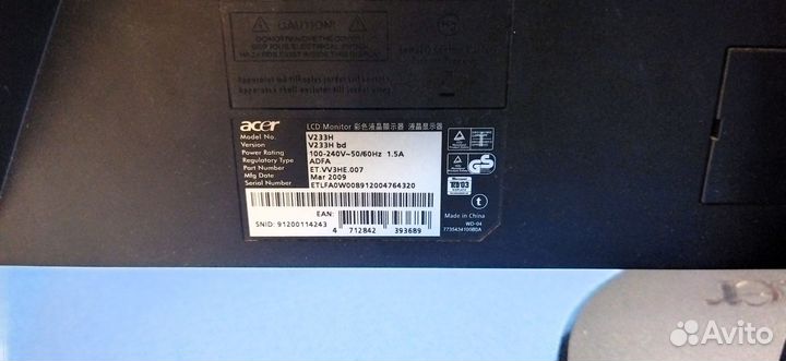 Монитор acer 60гц сломанный