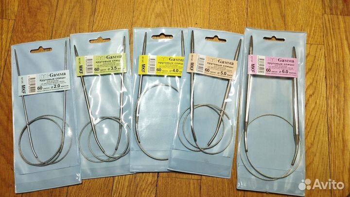 Спицы для вязания gamma 40,60,80 и 100 см