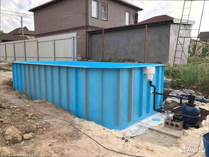 Бассейн со скругленными углами прямоугольный